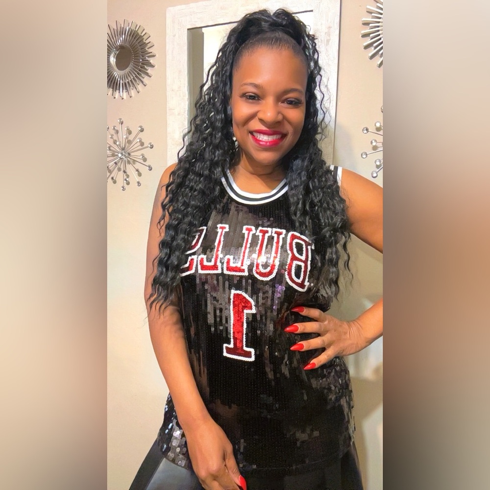 Sale‼️Chicago Bulls Sequin Black jersey - Picture 3 of 15